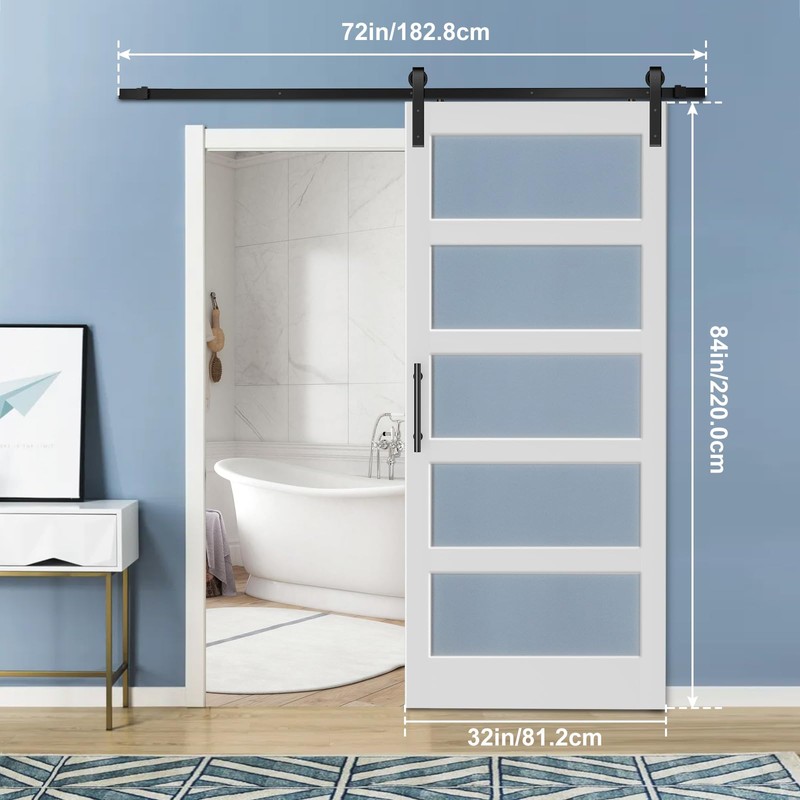 36 in x 84 in Glass Sliding MDF Barn Door