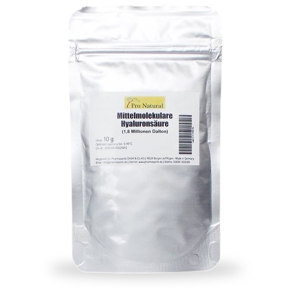 Hyaluronic Powder 10 g for 1000 ml Cream Gel Serum Filler Face Medium Molecular Hyaluronic Acid Effect (Hyaluronic Acid Powder for Making Your Own Cosmetics/Hyaluronic Acid Gel)