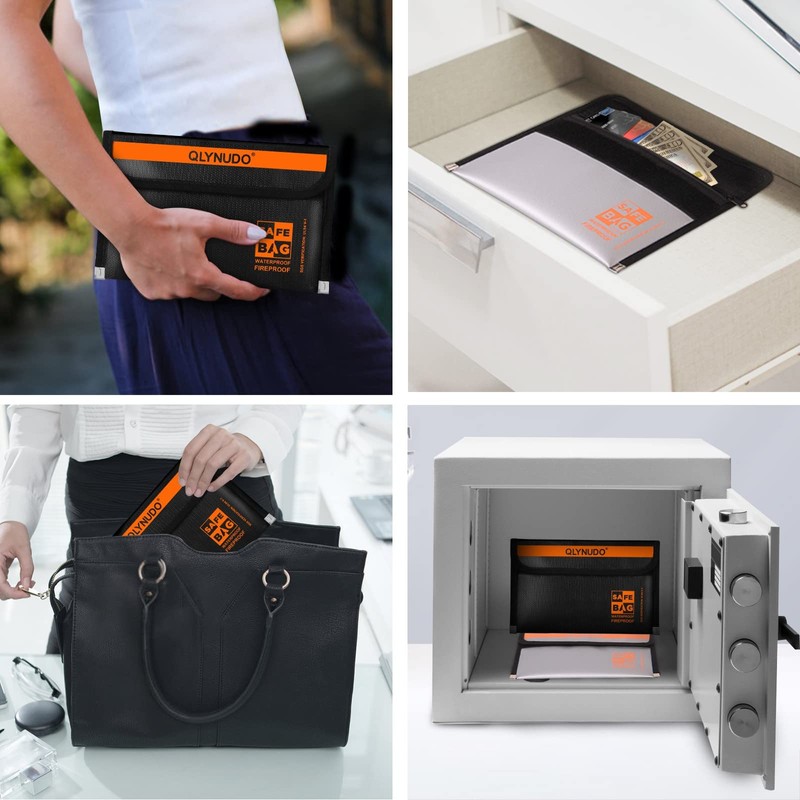 Small Fireproof Money Envelopes for Cash & Documents (8x5", Inside/External