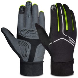 Souke Sports Cycling Gloves, Winter, Windproof & Cold Protection Gloves, Smartphone Compatible, Road Bike Gloves, Anti-Slip, Bicycle Gloves, green
