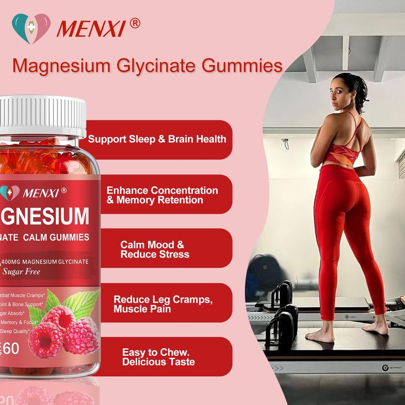 Magnesium Gummies 600mg per Serving-Magnesium Glycinate 400mg and Magnesium Malate