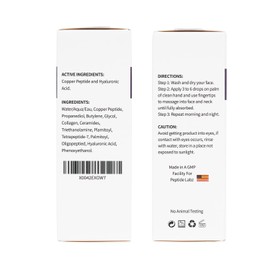 Copper Peptide Serum for Face - Anti Wrinkle - Hyaluronic Acid - Raw Aloe - Increase Collagen - 1oz/30ml - Anti Aging for Skin