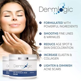 Ácido glicólico 15% crema, exfoliante natural antienvejecimiento para suavizar líneas finas y arrugas y mejorar una complexión de aspecto sombrío. Inc