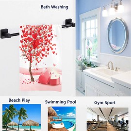 Naanle Chic Splash Valentine's Day Romantic Love Heart Tree Soft Guest Hand Towels Multipurpose for Bathroom, Hotel, Gym and Spa (16" x 30")