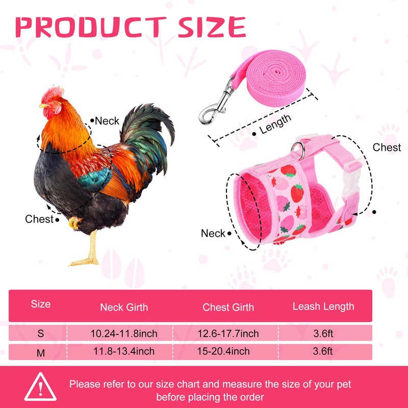 Frienda 2 Pcs Adjustable Chicken Harness and Leash Set Spring