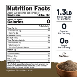 Nutricost Pantry Coarse Ground Black Pepper (1.3 Pounds) - No Additives, Vegan, GMO-Free, Soy Free