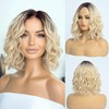Simkaylee Blonde Wig with Dark Roots for Women Wig Women's