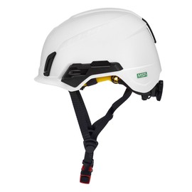 MSA 10242822 V-Gard H2 Pro Safety Type 2 Helmet with Comfortable Fas-Trac III Ratchet Suspension | Push-Button Accessory Rail and Universal Lighting Clips | MIPS® | Non-Vented, Standard Size in White
