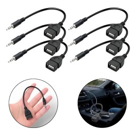 6 Adaptador Toma De 3.5mm Audio Macho Aux A Usb 2.0 Tipo A Negro