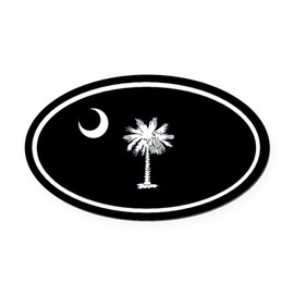 CafePress South Carolina Crescent and Palm Oval Car Magnet, Euro Oval Bumper Magnet