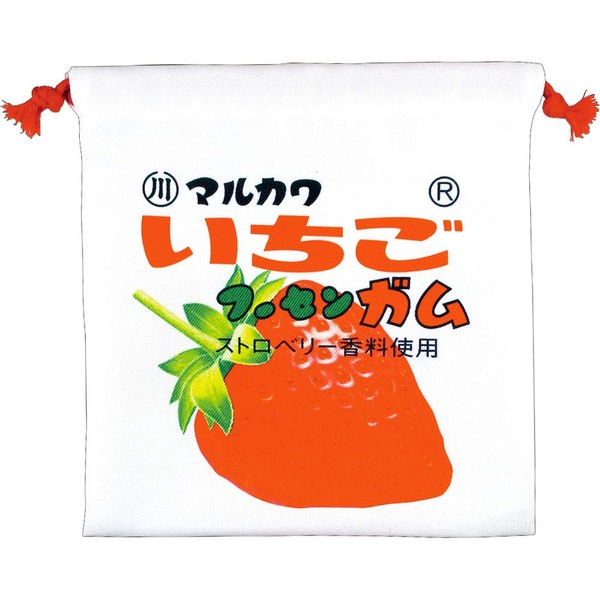 Tees Factory Flat Drawstring Sweets Series Marukawa Fusengum Strawberry, 7.9 x 0.1 x 7.9 inches (20 x 0.3 x 20 cm)