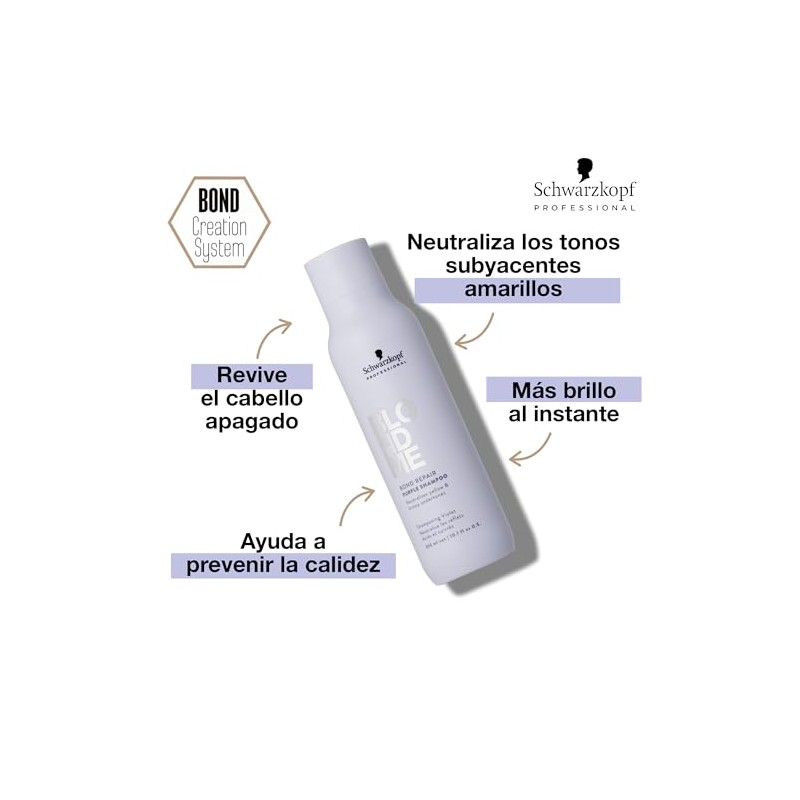 BLOND ME - Bond Repair Shampoo Matizador Morado, Cabello Rubio