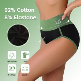 DAFANY Cotton Tummy Control Underwear for Women High Waisted Briefs Breathable Stretch Full Coverage Soft Comfy Panties