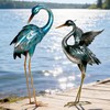 Ratuor Garden Crane Statues Blue Heron Metal Birds Yard Art