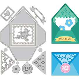 GLOBLELAND Envelope Cutting Dies Metal Envelope Die Cuts Rectangle Frame Envelopes Cutting Dies Cut Stencil for DIY Scrapbooking Photo Album Decorative Embossing Paper Card 6.3x4.3inch