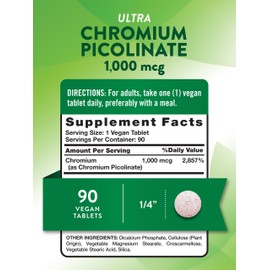 Nature's Truth Ultra Chromium Picolinate 1000mcg | 90 Tablets | Vegan, Non-GMO & Gluten Free Supplement