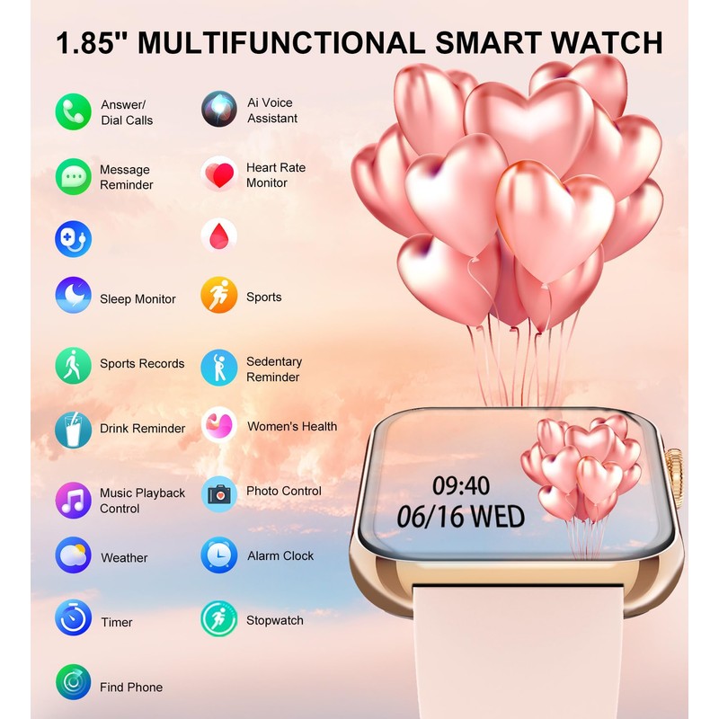 Smart Watch with Bluetooth Call,Women SmartWatch with 3 Bracelets,Waterproof Running