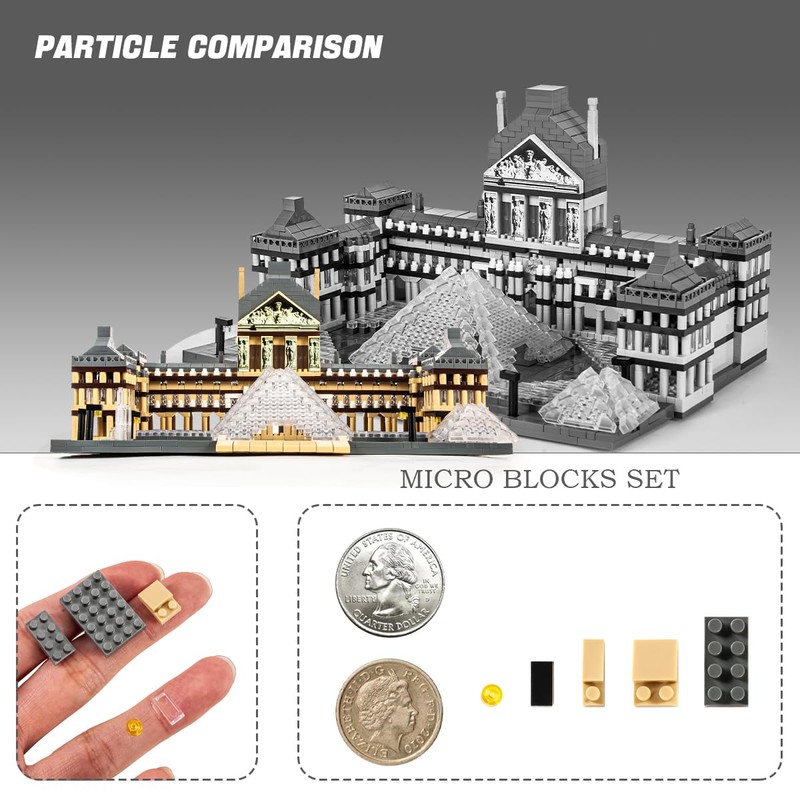 DAHONPA Paris Louvre Architecture Micro Building Blocks Set, 3377 Pieces