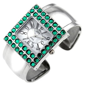 Bling Jewelry - JAS Quartz Glamour Watch - Emerald & Silver