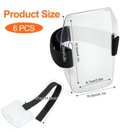 XCRUI XCRUI 6Pcs Arm Badge Holder Armband ID Card Holder Waterproof Armband Badge with Adjustable Elastic Strap for Office Staff, Students, Employees, Universal Size, Transparent