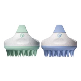 Hair Shampoo Brush and Scalp Exfoliator - Soft Silicone Scalp Massager Hair Growth Stimulator for Wet or Dry Hair - In Shower Scalp Scrubber for Dandruff Removal Made with Recycled Wheat Straw 2 Pack