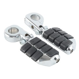 XFMT Highway Footpegs W/ 1.25" Engine Guard Foot Rest P-Clamps Mounts Kits For Harley Honda Kawasaki Suzuki, Chrome