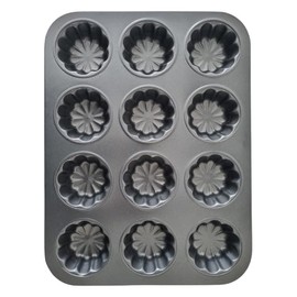 U COOK Muffin-Backform, hochwertig, antihaftbeschichtet, 12 Löcher, geriffelt, tiefer Karbonstahl, leicht zu reinigen, 35 x 26 x 3 cm, Maße gesamt: 7 x 3 cm
