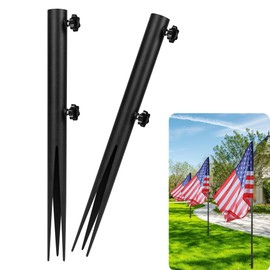 VANROUG 2 Pcs Steel Torch Stakes, Outdoor Lights Stakes for Ground Metal, Flag Spike Ground Stake, Flag Pole Ground Mount, Torch Stakes for Ground for Flagpoles, Replacement Stakes for Solar Lights
