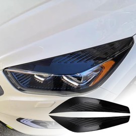 FDAIUN Headlight Eyebrow Car Eyelids Sticker Cover Decal Trim ABS Styling Sticker for Ford Escape 2017 2018 2019 Exterior Accessories 2Pcs (Glossy Black)