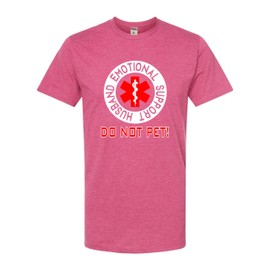 XXX-Large Fuchsia Mens Emotional Support Husband Funny Gift for Dad Deluxe Soft T-Shirt