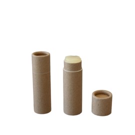 GreenWay 0.15oz / 4.25g Kraft Paperboard Lip Balm Tubes with Lids - 12 Pack Lip Gloss Tubes Refillable DIY Cosmetic Containers – Extra Thick Push-Up Bottom Lip Balm Containers - Brown