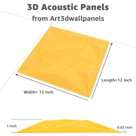 Art3dwallpanels Acoustic Panels 20 Pack Soundproof Wall Panels Sound Dampening Panels, 3D Wall Panels Sound Absorbing Panels, 12" X 12", Yellow without Tape