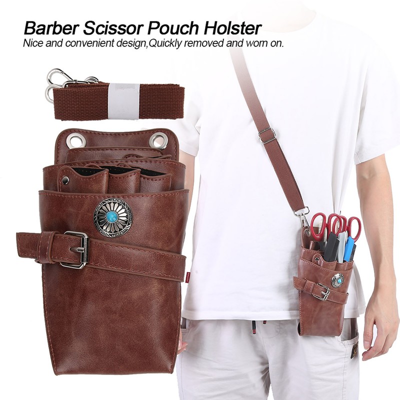 Barber Scissor Pouch Holster with Belt Hairdressing Waist Holder Case