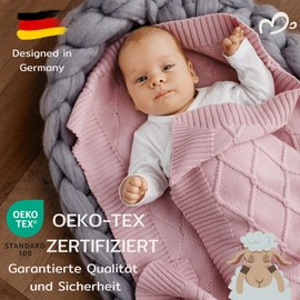 MIRARI Kids Baby Wool Blanket Made of 100% Merino Wool - Merino Wool Baby Blanket 75 x 100 cm - Baby Gift Boy - Swaddling Blanket Baby Seat - Crawling Blanket - First Equipment for Newborns