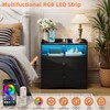 Memobarco Nightstand with Charging Station and LED Light,Modern Nightstand with