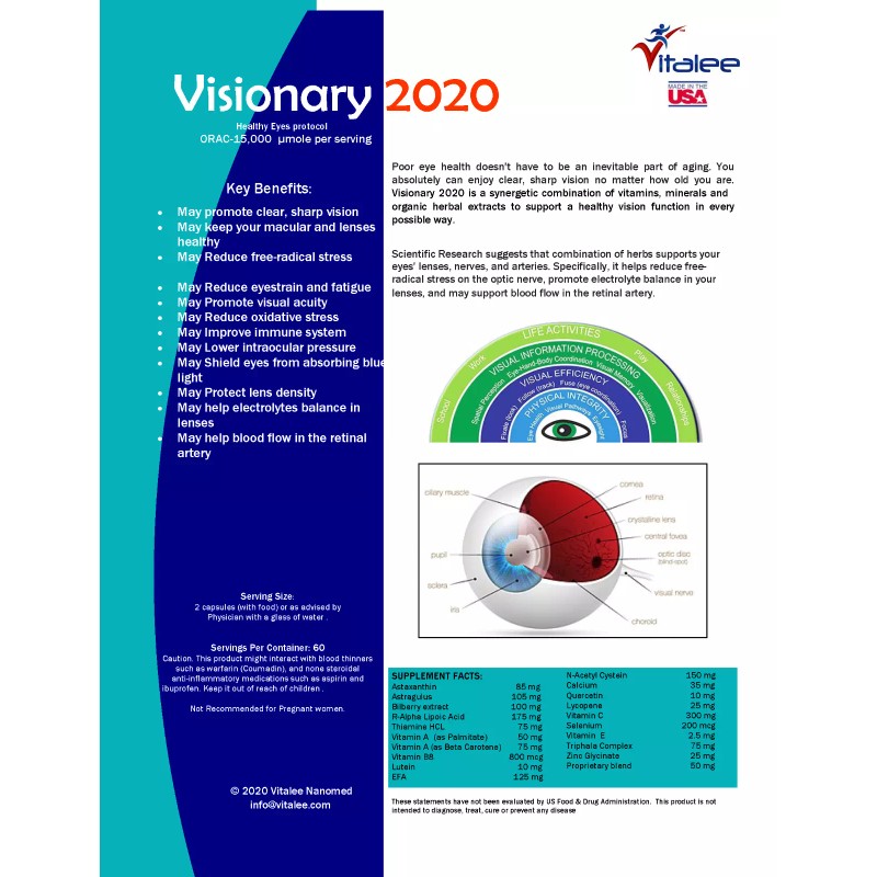 Visionary 2020 Vision Macular Health and Eyes Overlight Sensitivity (Caps