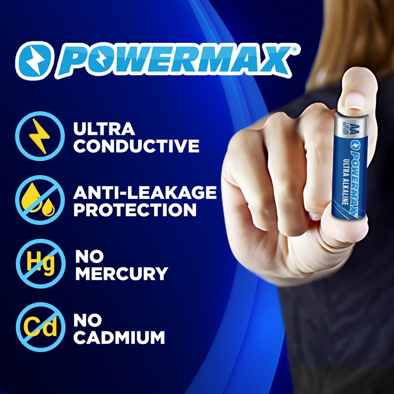 Powermax Alkaline Batteries 48-Count Combo Pack (24 Double AA, 24