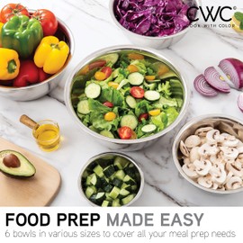COOK WITH COLOR COOK WITH COLOR Stainless Steel Mixing Bowls Set - Nesting Bowls, 6 Pieces, Silver