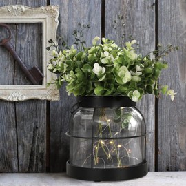 Vintage Glass Farmhouse Vase Rustic Lantern Decor with Plants Flowers Lights Retro Style Vases for Home Decor Floral Arrangement Hostess Gift