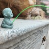 livelyfish Mini Fishing Boy Statue Fisherman Figurine for Fairy Garden