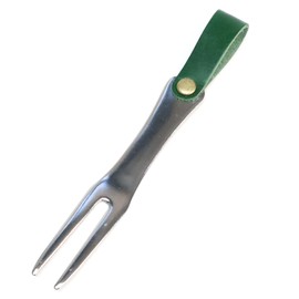 Green Fork with Genuine Leather Belt (Green), Golf Fork, Stainless Steel, Repair, Portable, Golf Supplies, Golf Accessories, Present, Gift
