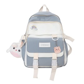 Aesthetic Girls Backpack Kawaii Backpack School Bags toast School Backpack with Cute Pendant Backpack for Kids Boys Teenage Primary Secondary（Blue）