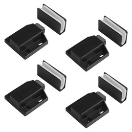 UFURMATE Glass Door Magnetic Catch Latch Closures, 4 Set Push Open Adjustable Frameless Single Glass Door Catch Magnetic Touch Latchs with Cabinet Clamp, Fit for 3-6mm Free-Swinging Glass Door (White)