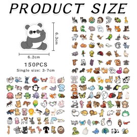 SLEEKEE 150 Cartoon-Tieraufkleber, Belohnungsaufkleber Für Kinder, Niedliche Graffiti-Aufkleber, Können Zum Dekorieren Von Wasserflaschen, Notizbüchern Und Gepäck Verwendet Werden