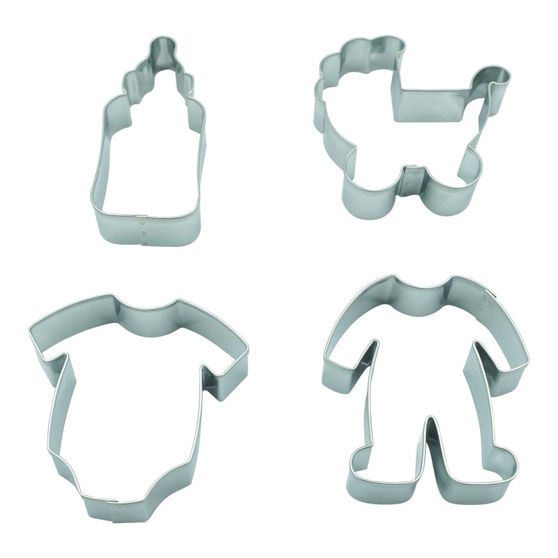 BekkiB 2464-Set of 4 "Baby" Cookie Cutters Baby Bottle, Baby