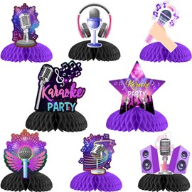 Wonmelody Karaoke-Tischdekoration, 8 Stück, Karaoke-Party, Waben-Mittelstücke, Karaoke-Party-Dekorationen, Rock-n-Roll-Musik, Babyparty-Dekorationen für Mikrofon, Musik, Geburtstag, Hochzeit