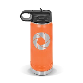 RDW Camera Aperture Water Bottle 20 oz - Laser Engraved w/Flip Top Removable Straw - Polar Camel - Stainless - Vacuum Insulated - Drinkware - Digital DSLR Photography Lens - Orange
