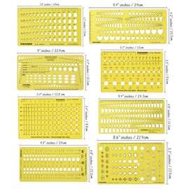 Traceease 8 Pieces Lot Jewelry Designing Template Drafting Tools for Stone Size & Weight Calculator, Mix-Pattern Jewellery Stencil