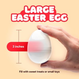 Entervending Easter Eggs 3” - Clear Fillable Plastic Capsule – 12ct - Easter Basket Stuffers - Empty Large Enough to Hold Toy or Candy - Capsules Filler Bulk - Egg Hunt Kids Surprise