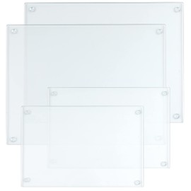 Hacaroa 4 Pack Tempered Glass Cutting Board with Rubber Feet, Rectangle Non-slip Chopping Board, Long Lasting Clear Glass Tray for Kitchen Countertop, Table, Shatter-Resistant, Heat-Resistant, 2 Size